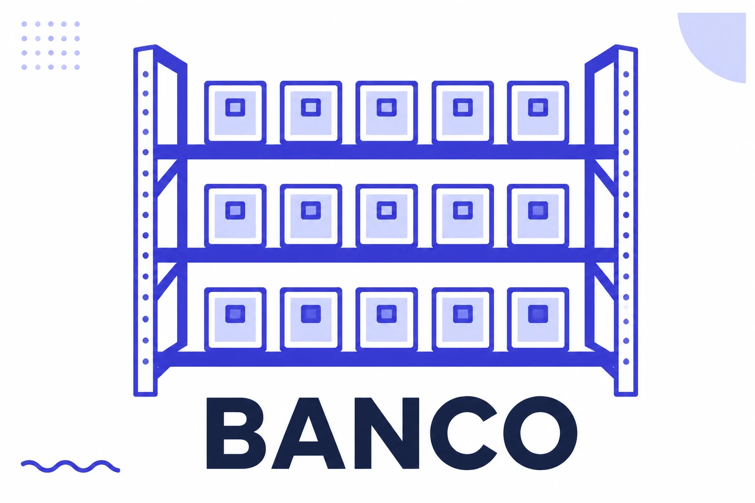 Ilustração de um banco de conteúdo com peças em reserva