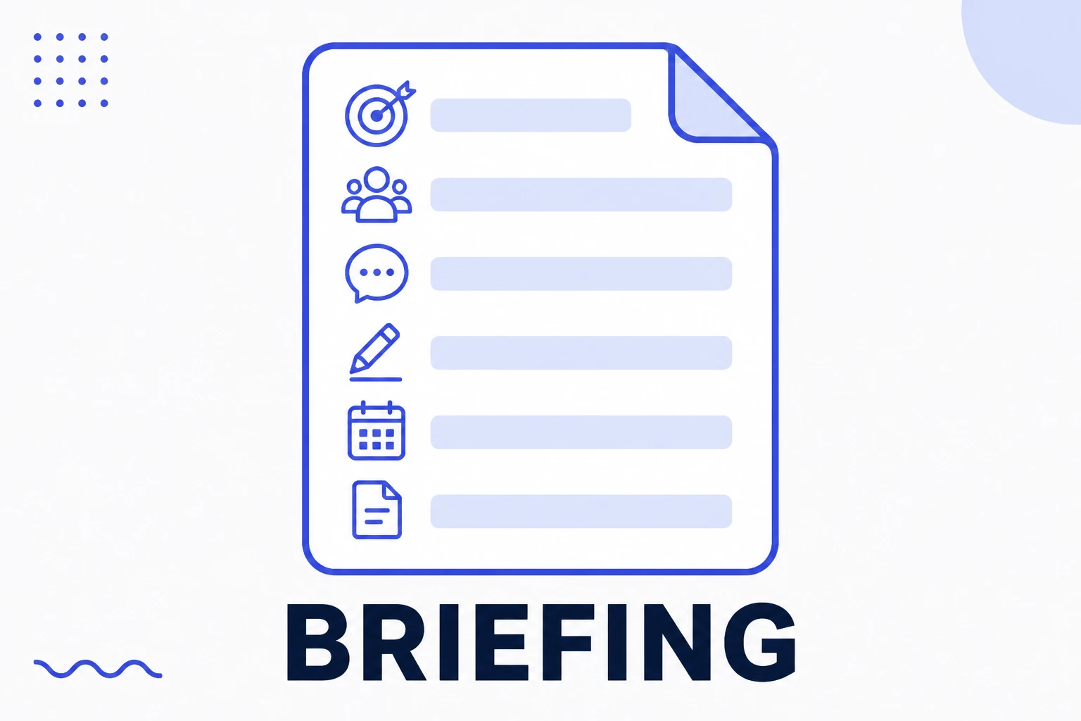 Ilustração de um briefing com campos preenchidos