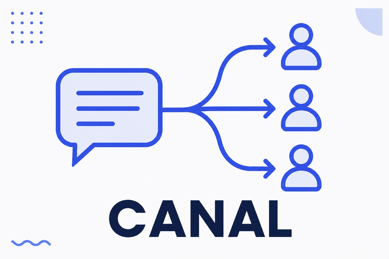 Ilustração de canal de transmissão, com uma mensagem indo para muitos