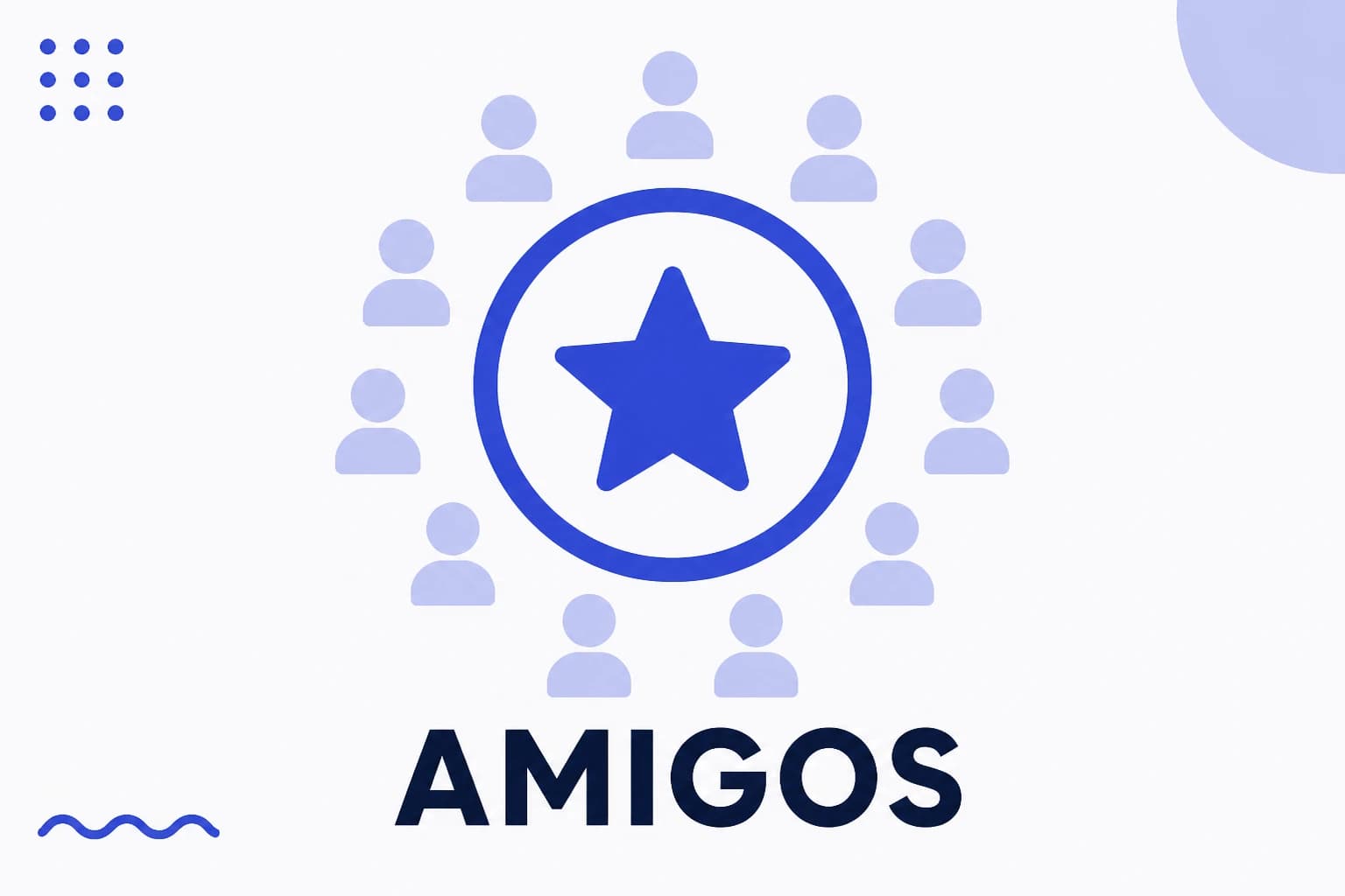 Ilustração de melhores amigos, com um círculo verde restrito dentro de um grupo maior