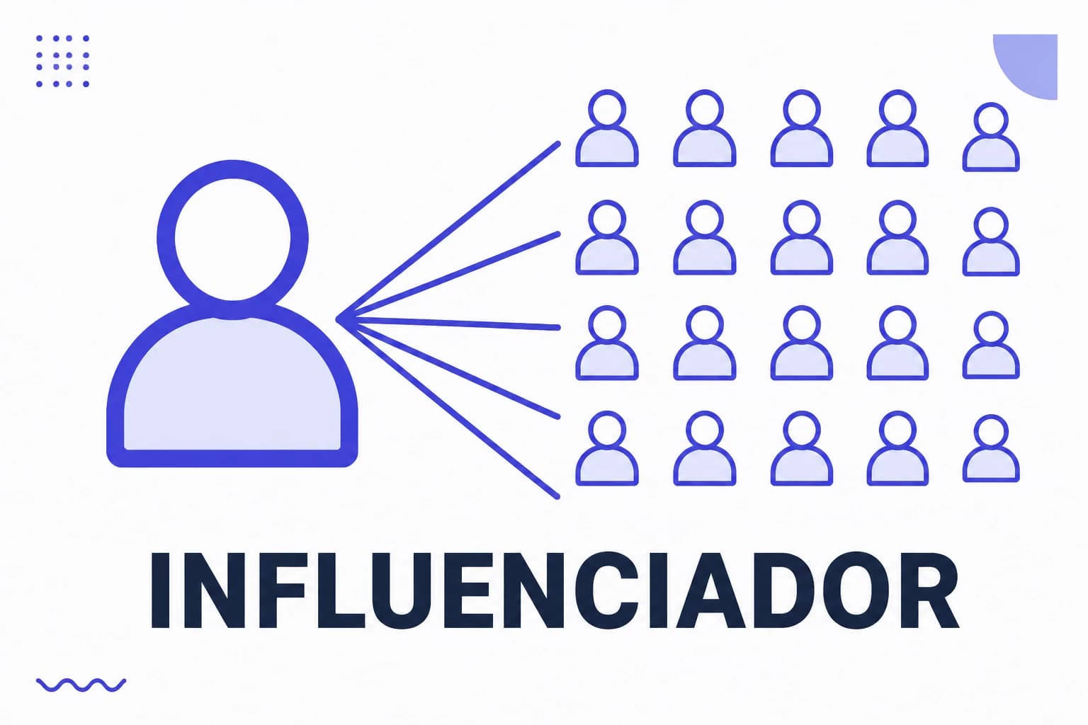 Ilustração de um influenciador com audiência conectada