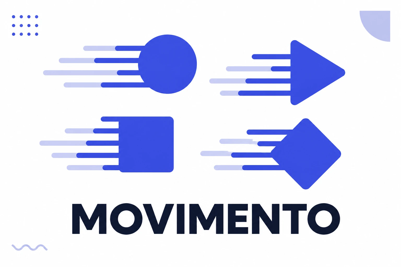 Ilustração de motion graphics com formas e texto em movimento