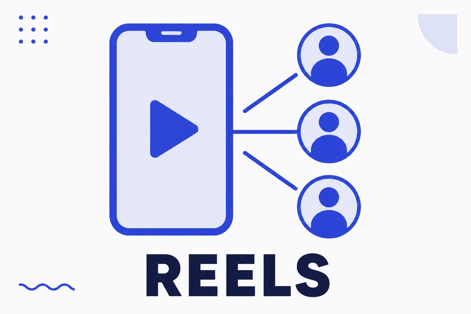Ilustração de um Reel, com um vídeo vertical alcançando pessoas fora da base