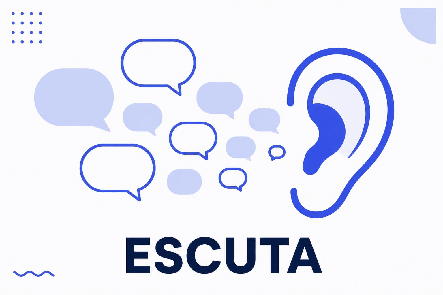 Ilustração de social listening com balões de conversa sendo captados