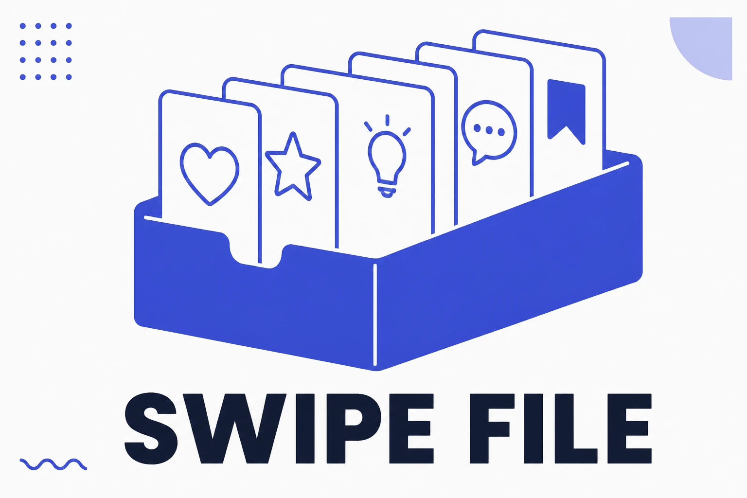 Ilustração de um swipe file com referências arquivadas