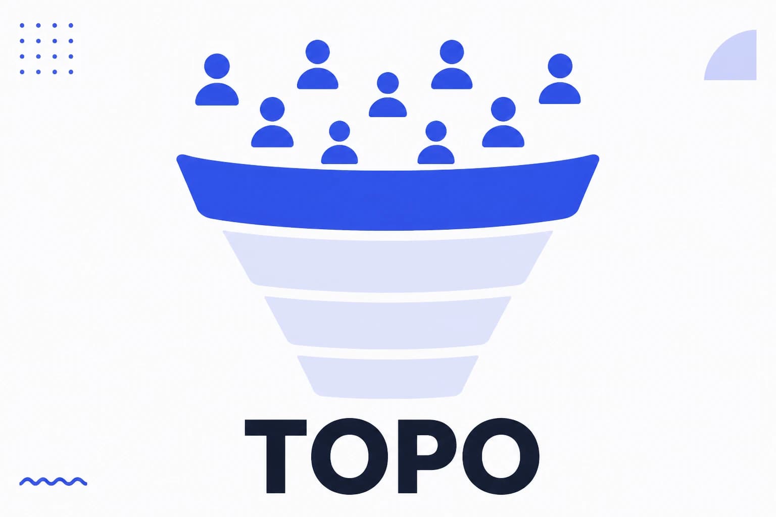 Ilustração do topo de funil com muita gente entrando